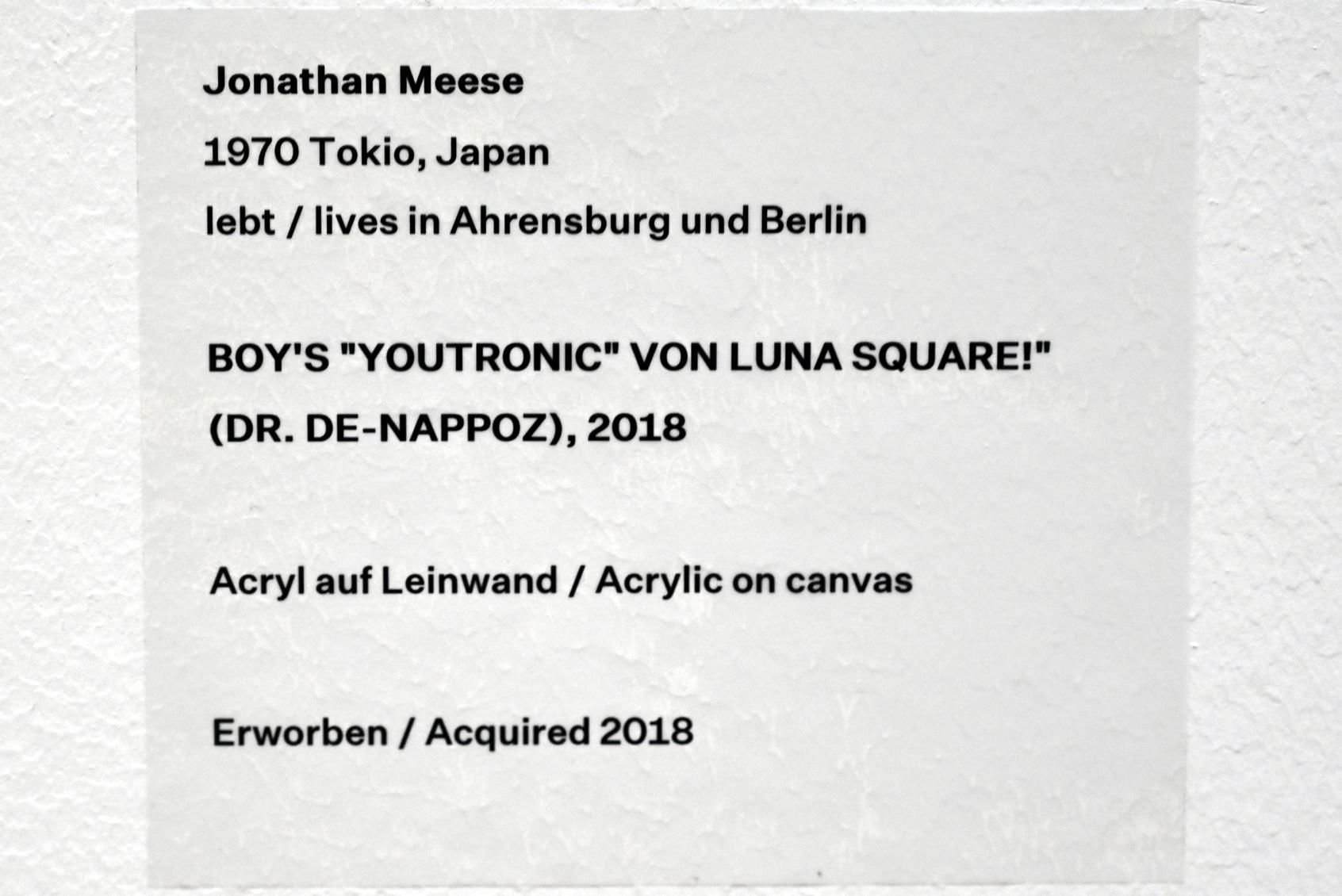 Jonathan Meese (2001–2019), BOY'S "YOUTRONIC" VON LUNA SQUARE! (DR. DE-NAPPOZ), Düsseldorf, Kunstsammlung K20, Saal 9, 2018, Bild 2/2