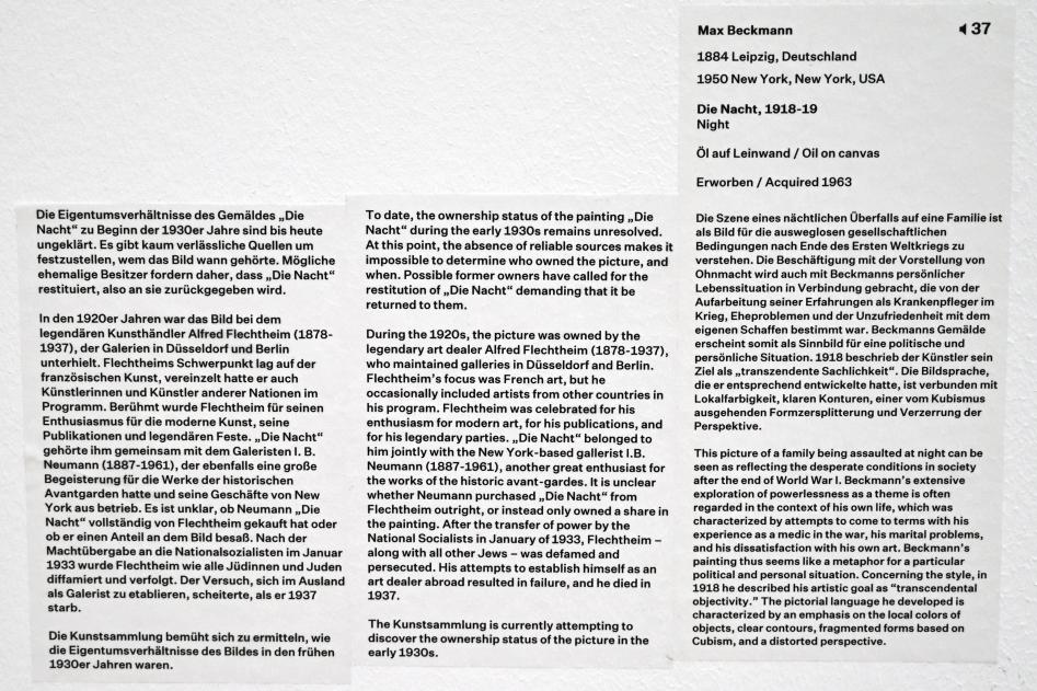 Max Beckmann (1905–1950), Die Nacht, Düsseldorf, Kunstsammlung K20, Saal 9, 1918–1919, Bild 2/2