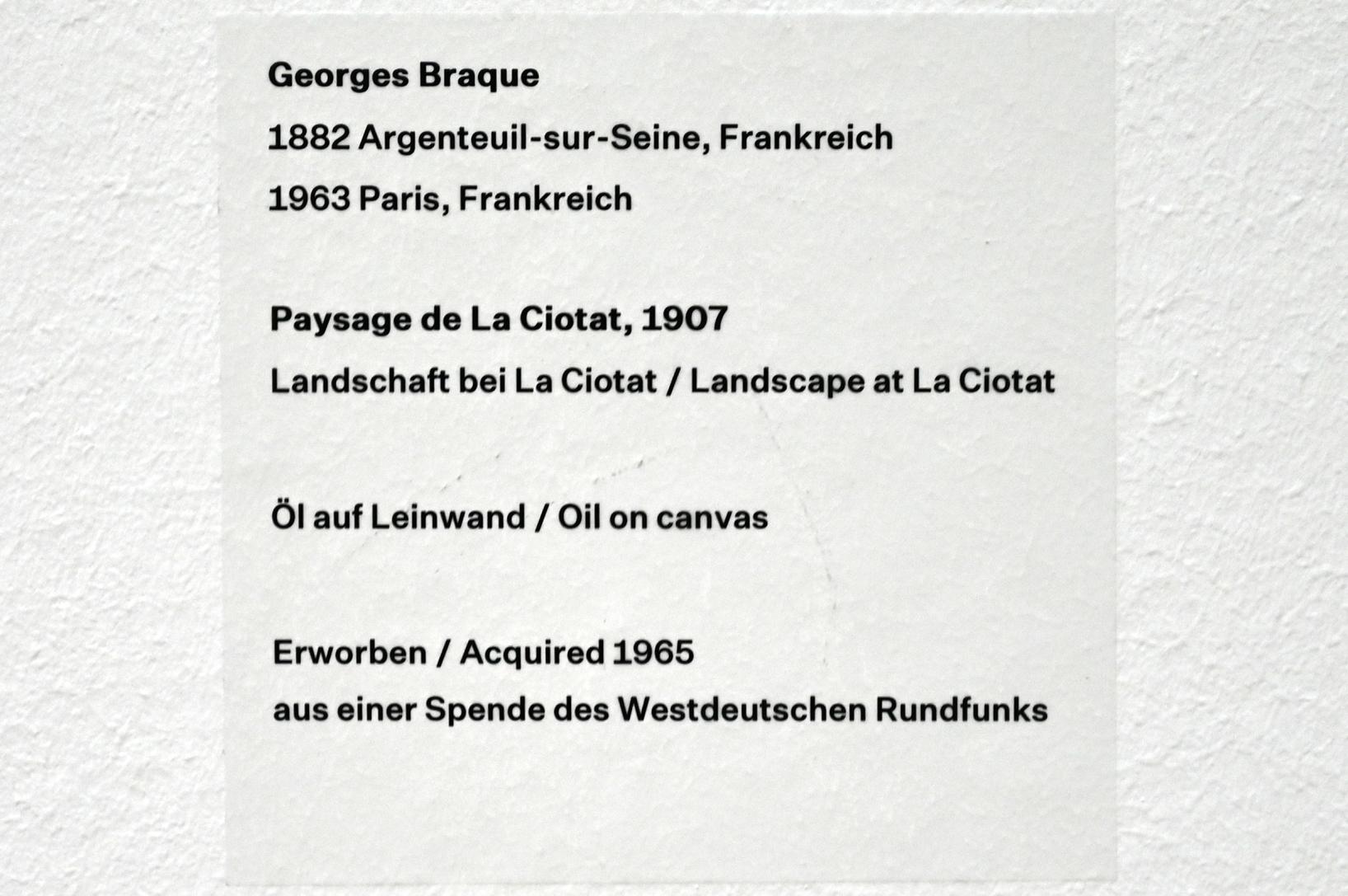 Georges Braque (1906–1956), Landschaft bei La Ciotat, Düsseldorf, Kunstsammlung K20, Saal 11, 1907, Bild 2/2