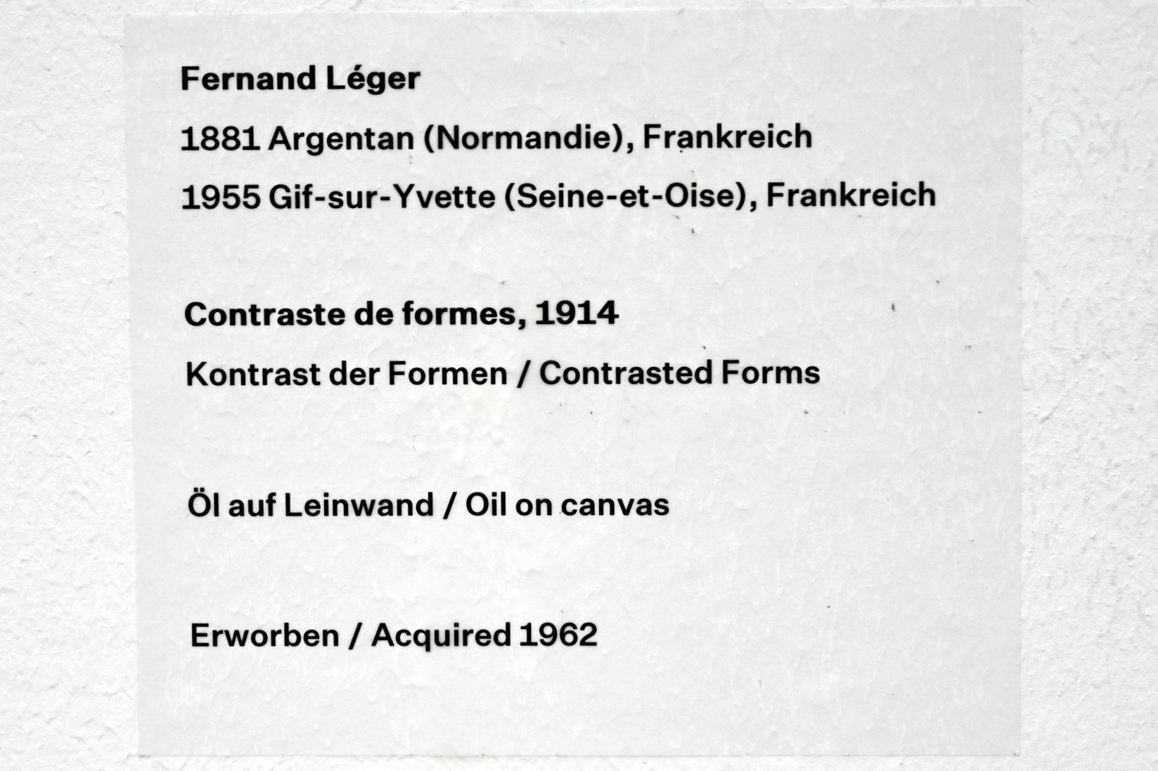 Fernand Léger (1912–1954), Kontrast der Formen, Düsseldorf, Kunstsammlung K20, Saal 12, 1914, Bild 2/2