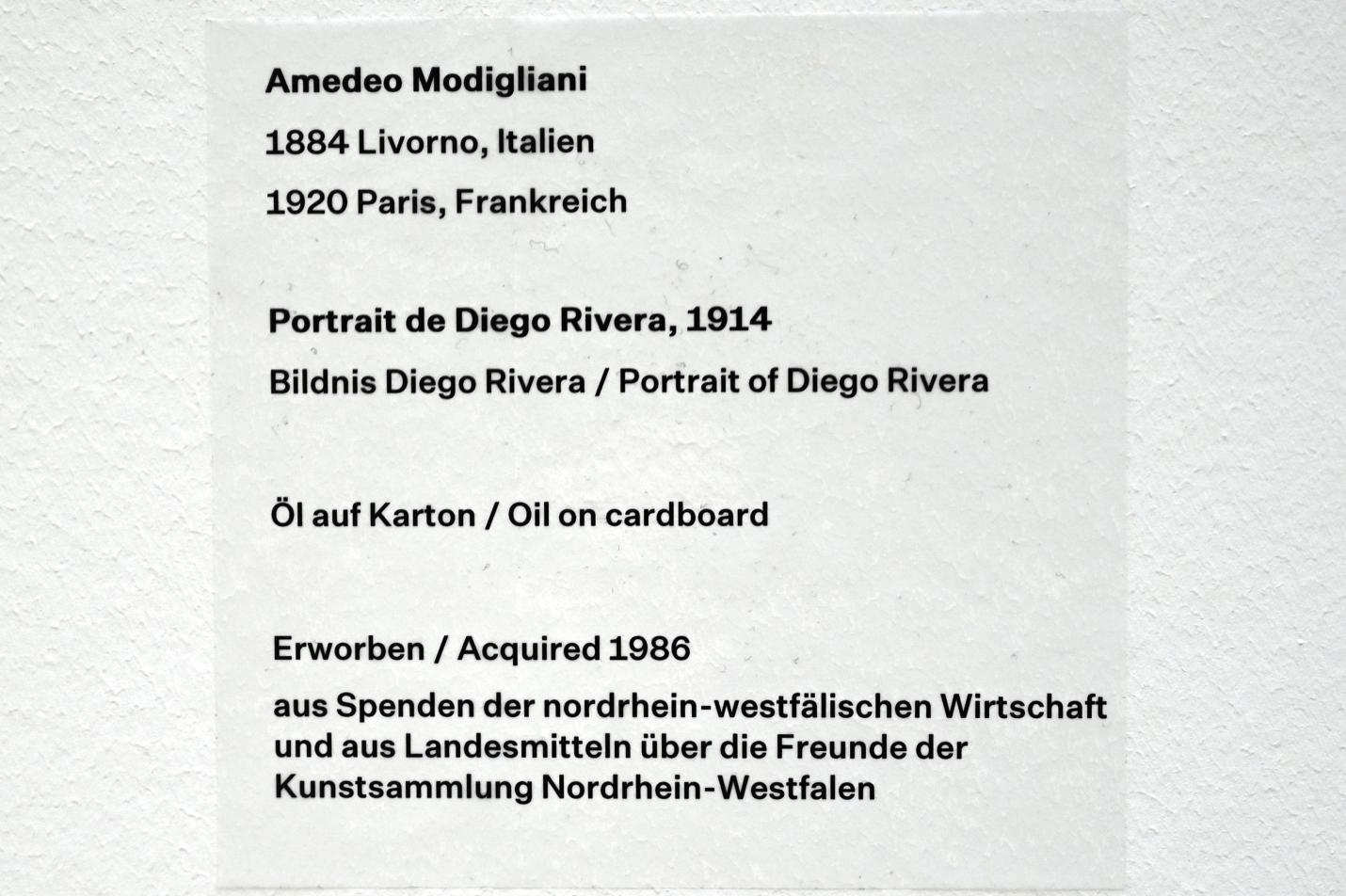 Amedeo Modigliani (1911–1918), Bildnis Diego Rivera, Düsseldorf, Kunstsammlung K20, Saal 12, 1914, Bild 2/2