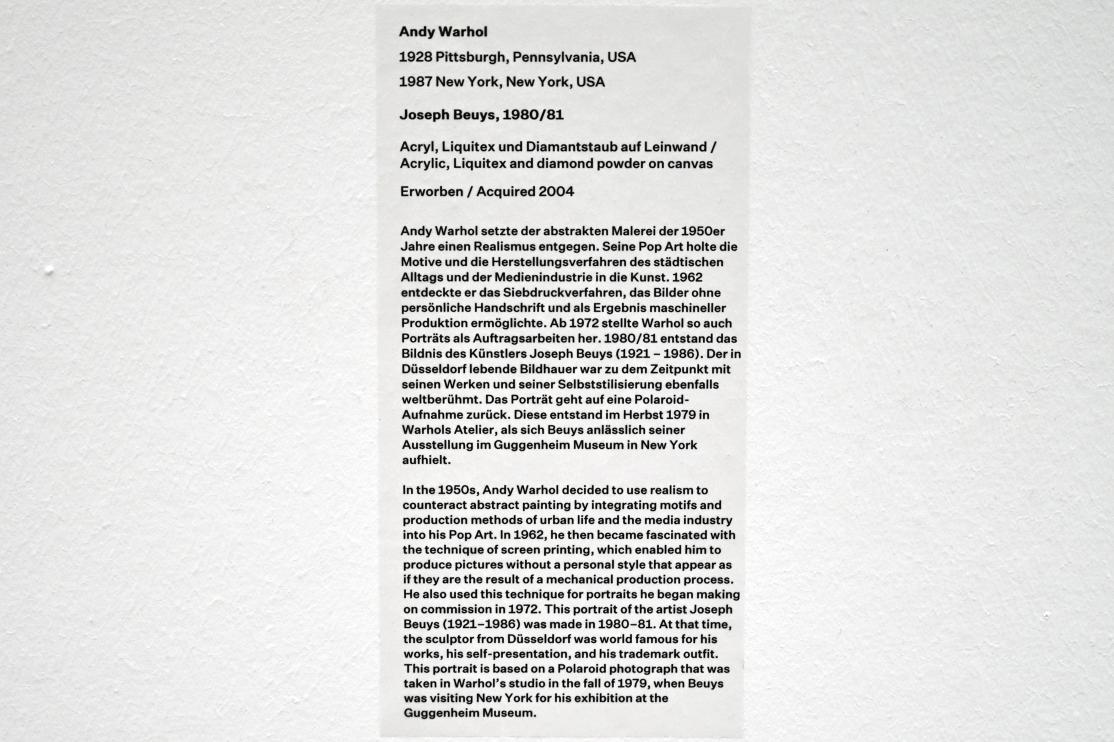 Andy Warhol (1956–1986), Joseph Beuys, Düsseldorf, Kunstsammlung K20, Saal 13, 1980–1981, Bild 2/2