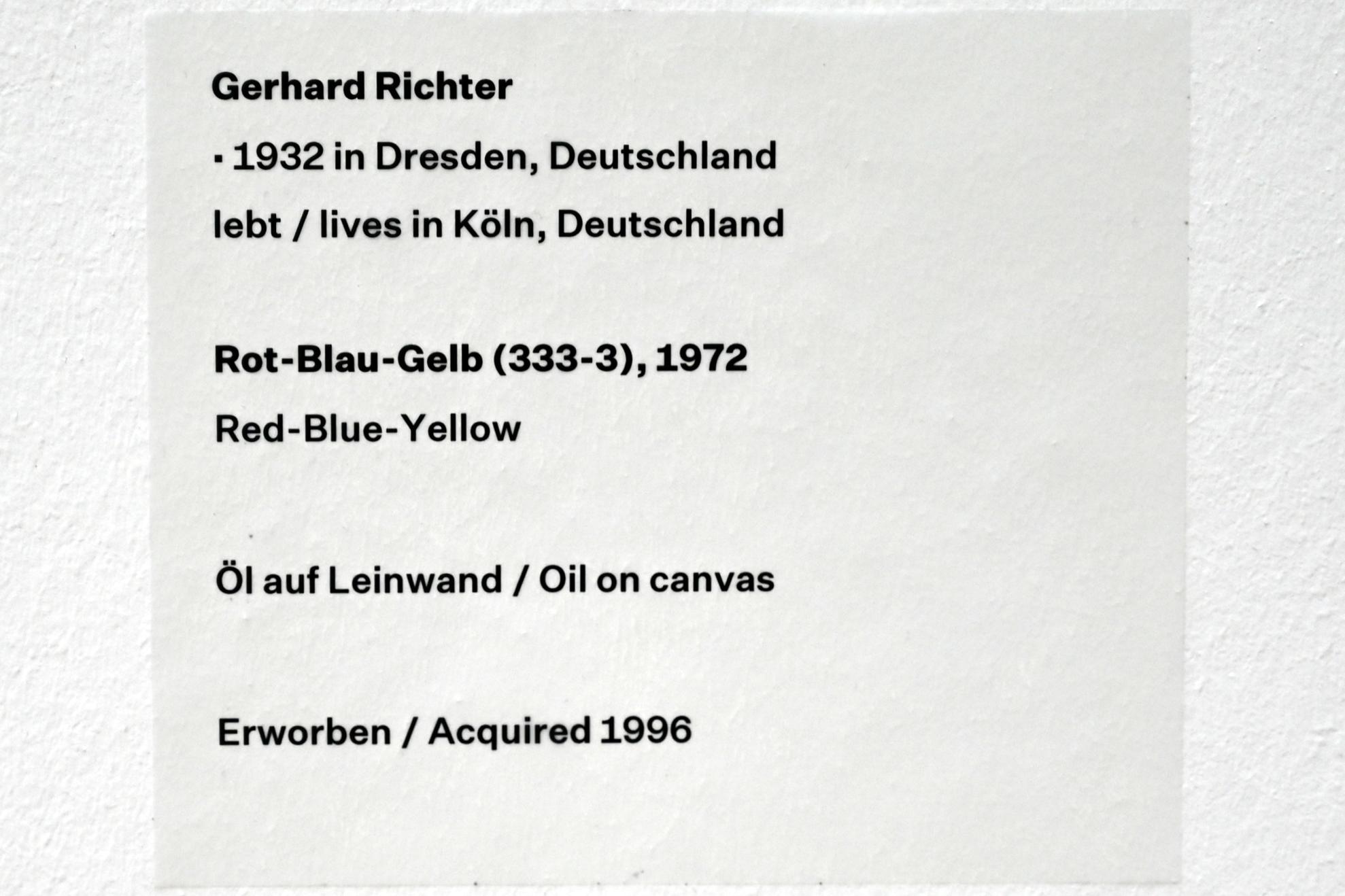 Gerhard Richter (1963–2020), Rot-Blau-Gelb (333-3), Düsseldorf, Kunstsammlung K20, Saal 13, 1972, Bild 2/2