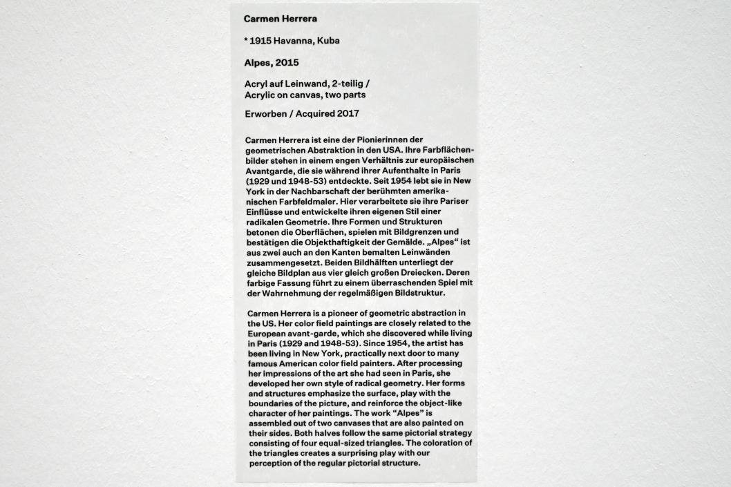 Carmen Herrera (1952–2015), Alpes, Düsseldorf, Kunstsammlung K20, Saal 13, 2015, Bild 2/2