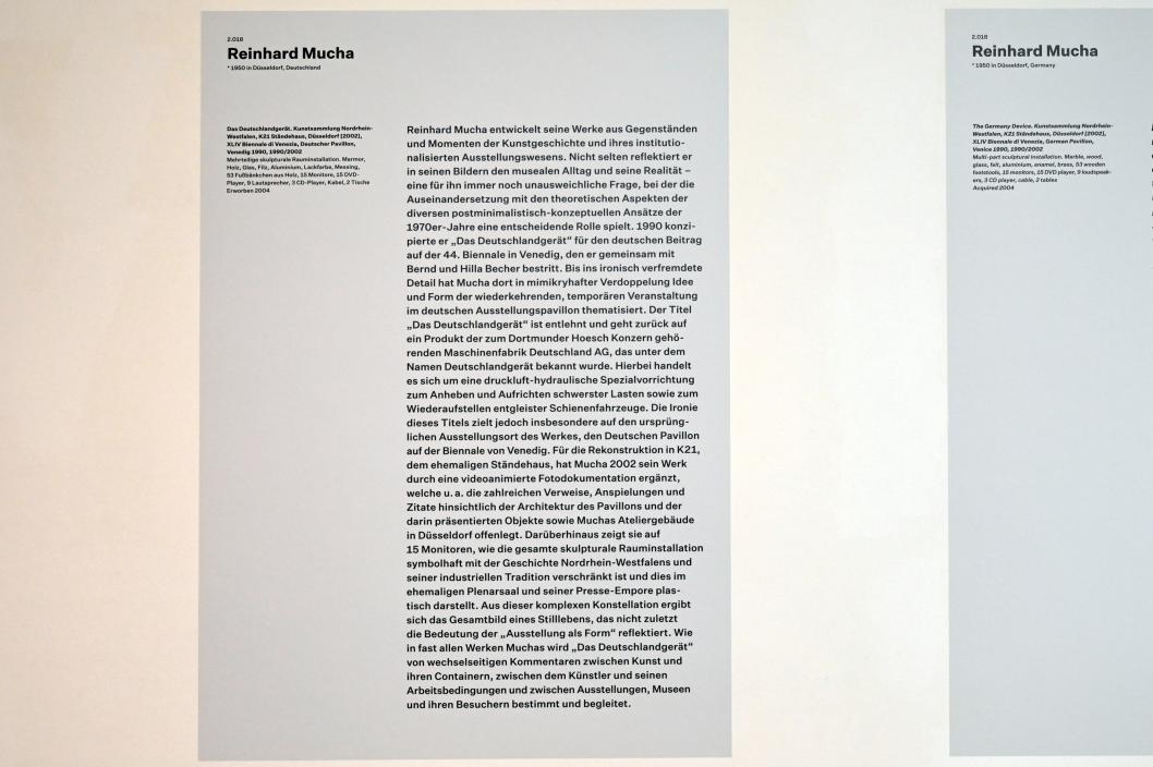 Reinhard Mucha (1985–2002), Das Deutschlandgerät, Düsseldorf, Kunstsammlung K21, 2. Obergeschoss, 2002, Bild 10/10