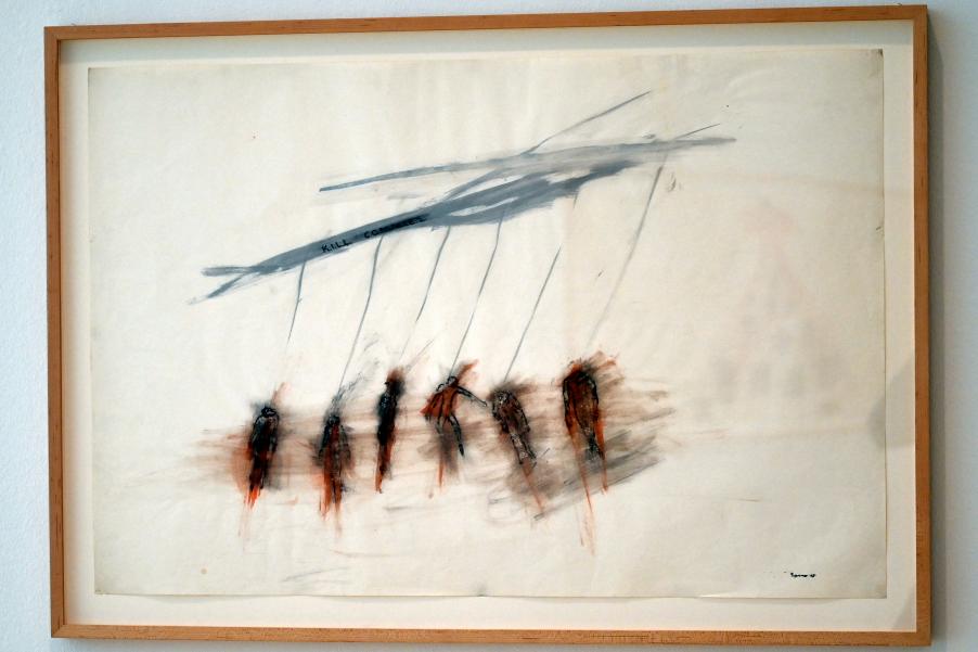 Nancy Spero (1966–1968), T.Ö.T.E. Helikopter Opfer, Düsseldorf, Kunstsammlung K21, 2. Obergeschoss, 1966, Bild 1/2