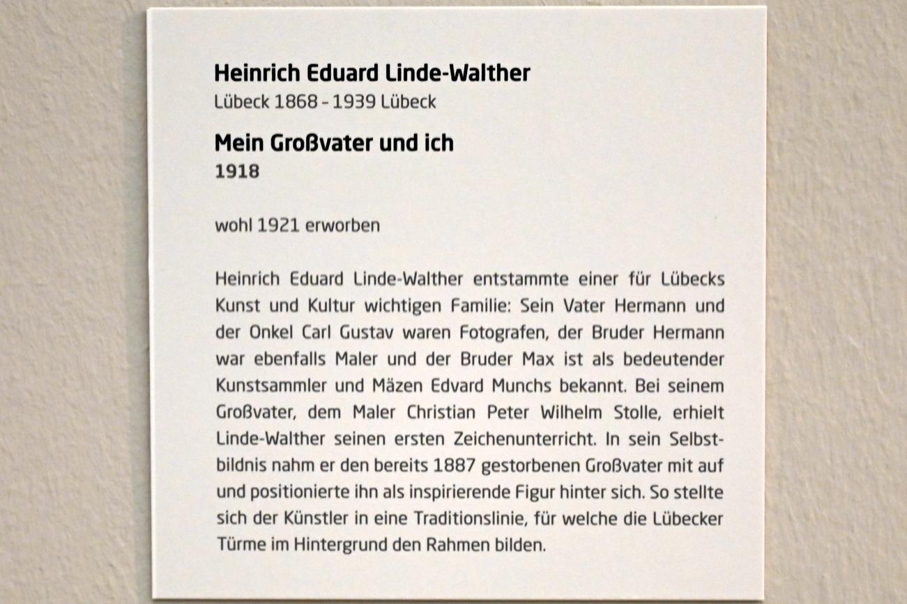Heinrich Eduard Linde-Walther (1901–1918), Mein Großvater und ich, Lübeck, Museum Behnhaus Drägerhaus, Obergeschoß Haupthaus Saal 0, 1918, Bild 2/2