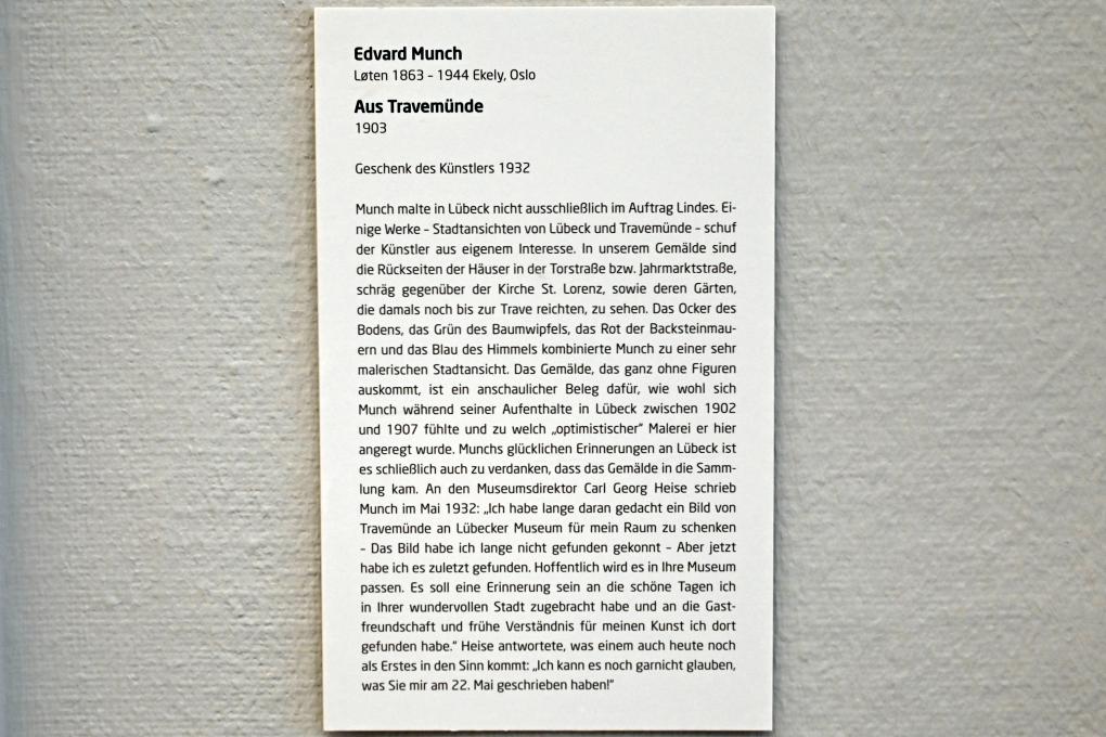 Edvard Munch (1888–1925), Aus Travemünde, Lübeck, Museum Behnhaus Drägerhaus, Obergeschoß Haupthaus Saal 1, 1903, Bild 2/2