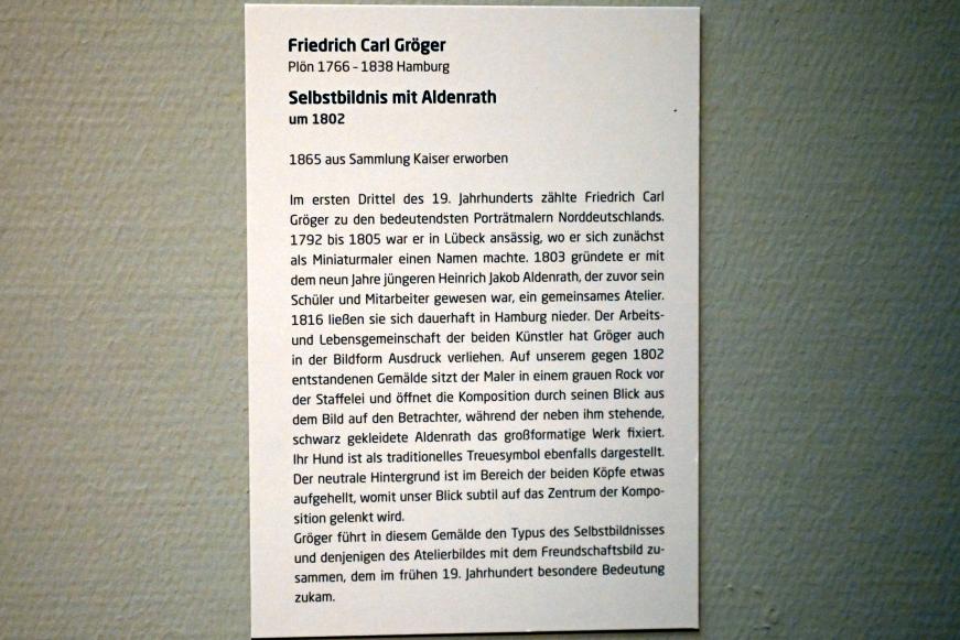 Friedrich Carl Gröger (1800–1838), Selbstbildnis mit Aldenrath, Lübeck, Museum Behnhaus Drägerhaus, Obergeschoß Flügel Saal 1, um 1802, Bild 2/2