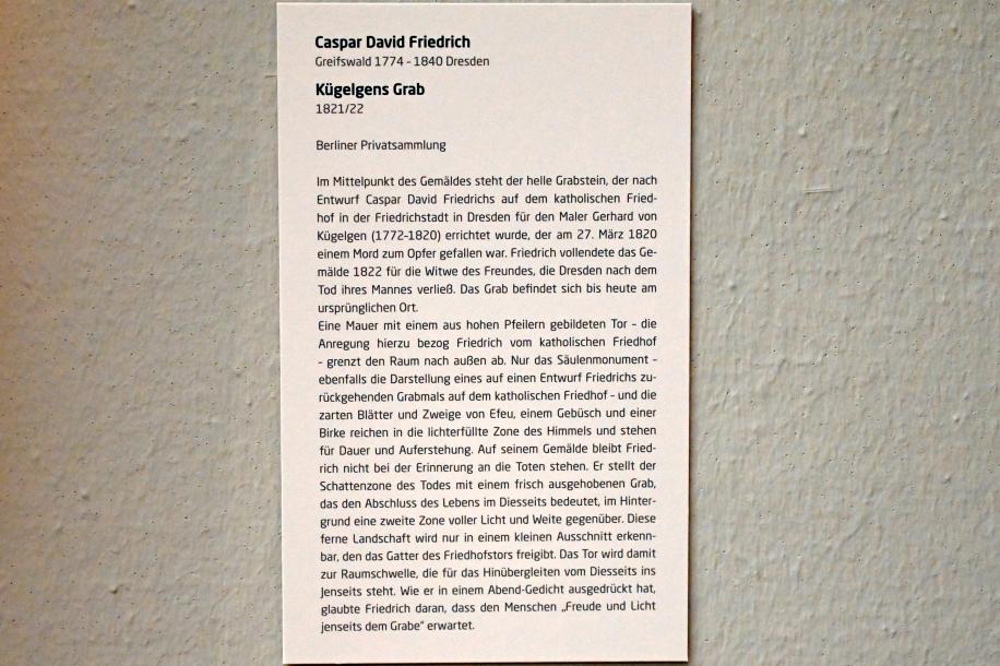 Caspar David Friedrich (1798–1836), Kügelgens Grab, Lübeck, Museum Behnhaus Drägerhaus, Obergeschoß Flügel Saal 3, 1821–1822, Bild 2/2