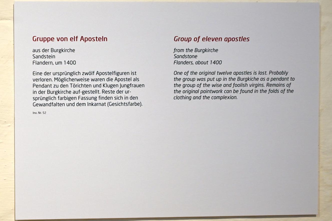 Gruppe von elf Aposteln, Lübeck, Burgkloster, jetzt Lübeck, St. Annen-Museum, Saal 3, um 1400, Bild 2/2