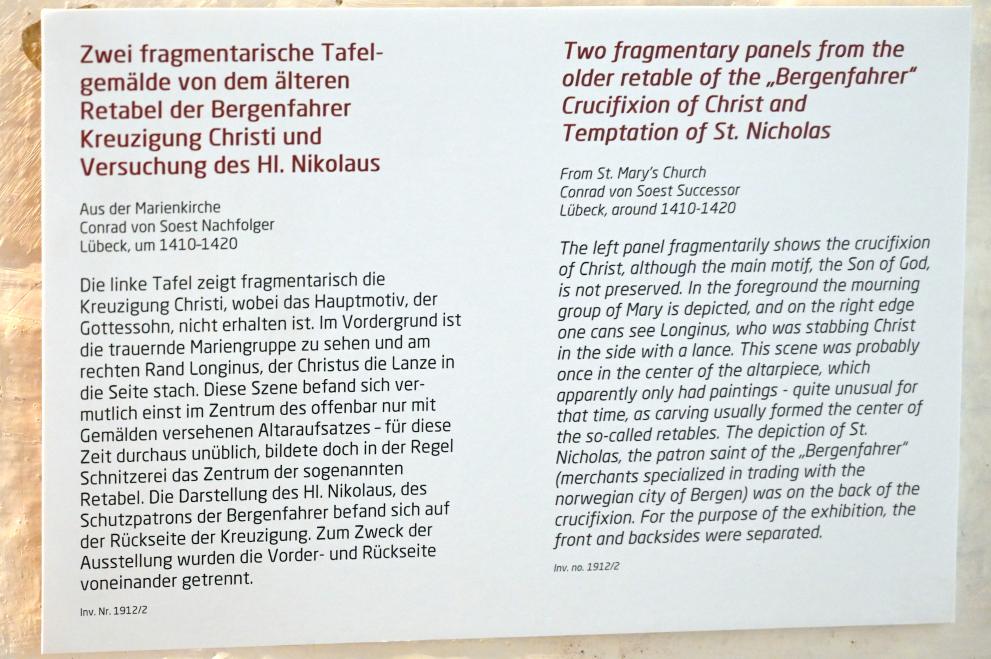 Conrad von Soest (Nachfolger) (1415), Versuchung des Hl. Nikolaus, Lübeck, Marienkirche, jetzt Lübeck, St. Annen-Museum, Saal 5, um 1410–1420, Bild 2/2