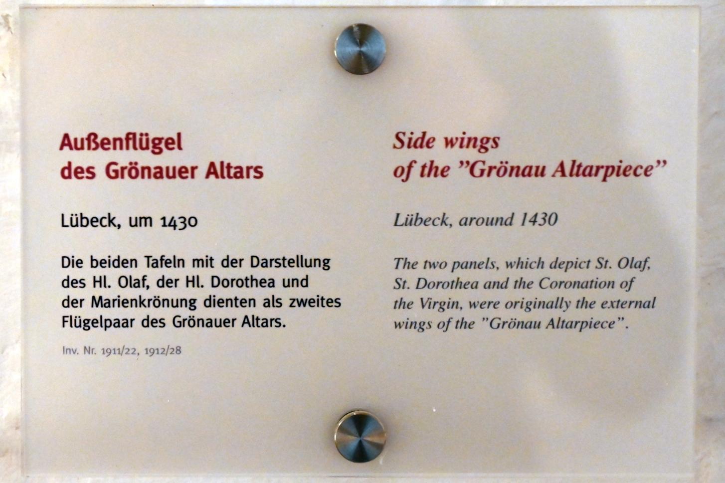 Außenflügel des Grönauer Altars, Lübeck, St.-Aegidien-Kirche, jetzt Lübeck, St. Annen-Museum, Saal 5, um 1430, Bild 2/2