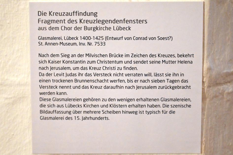 Die Kreuzauffindung, Lübeck, Burgkloster, jetzt Lübeck, St. Annen-Museum, Saal 6, 1400–1425, Bild 2/2