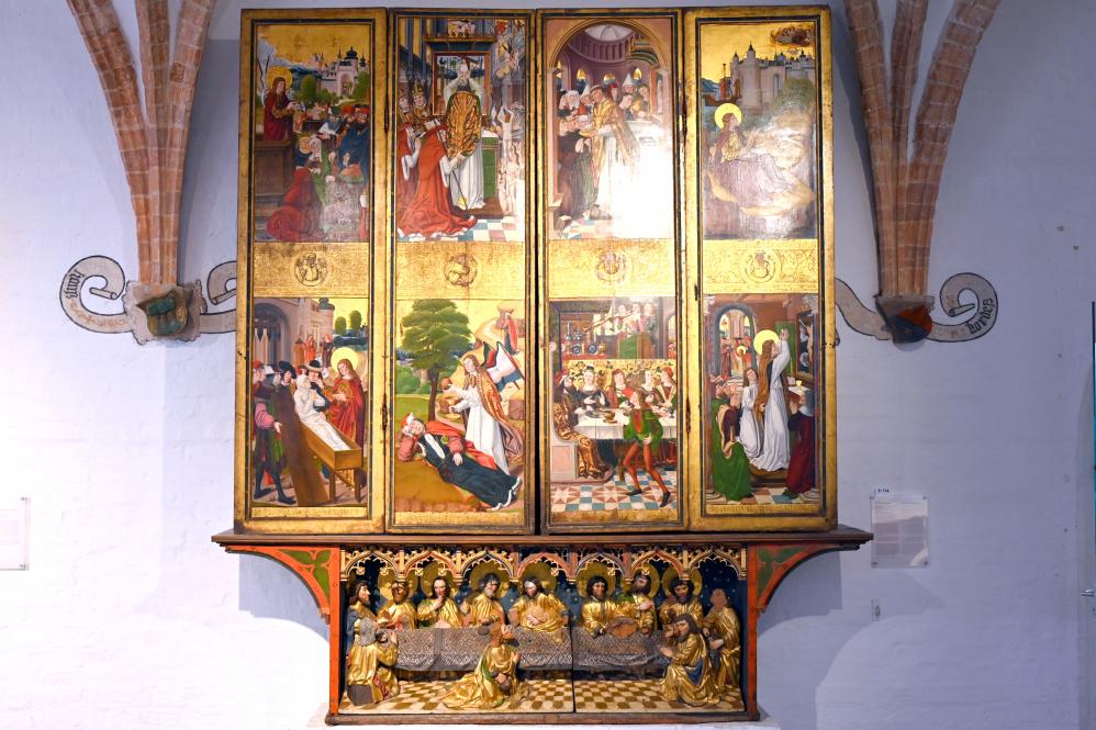 Wilm Dedeke (1496–1510), Altar der Fronleichnamsbruderschaft, Lübeck, Burgkloster, jetzt Lübeck, St. Annen-Museum, Saal 9, 1496