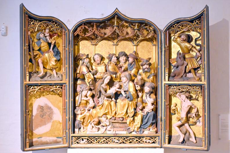 Meister der Burgkirchenaltäre (1500–1520), Sippenaltar der Gregorsbruderschaft, Lübeck, Burgkloster, jetzt Lübeck, St. Annen-Museum, Saal 11, um 1510–1515