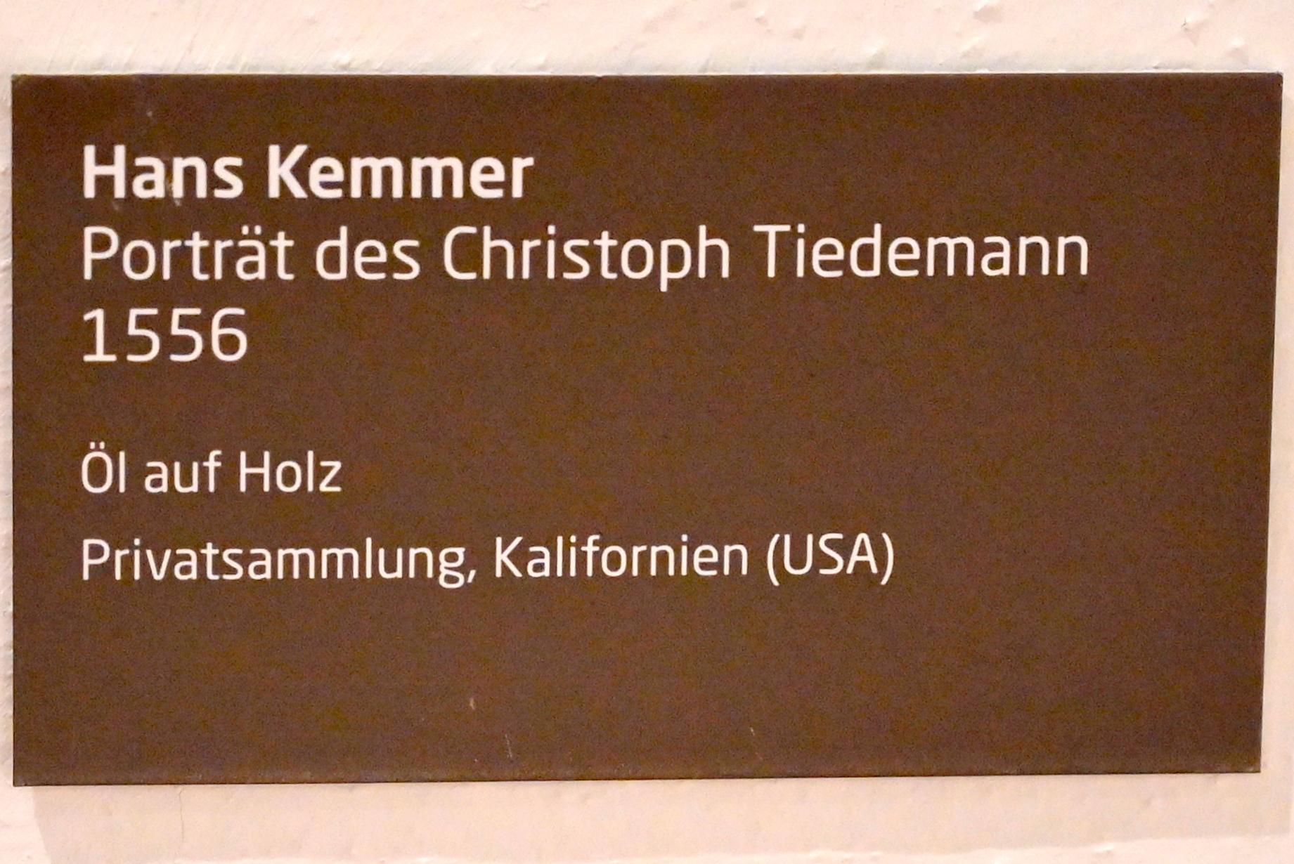 Hans Kemmer (1530–1556), Porträt des Christoph Tiedemann, Lübeck, St. Annen-Museum, Saal 13, 1556, Bild 2/2