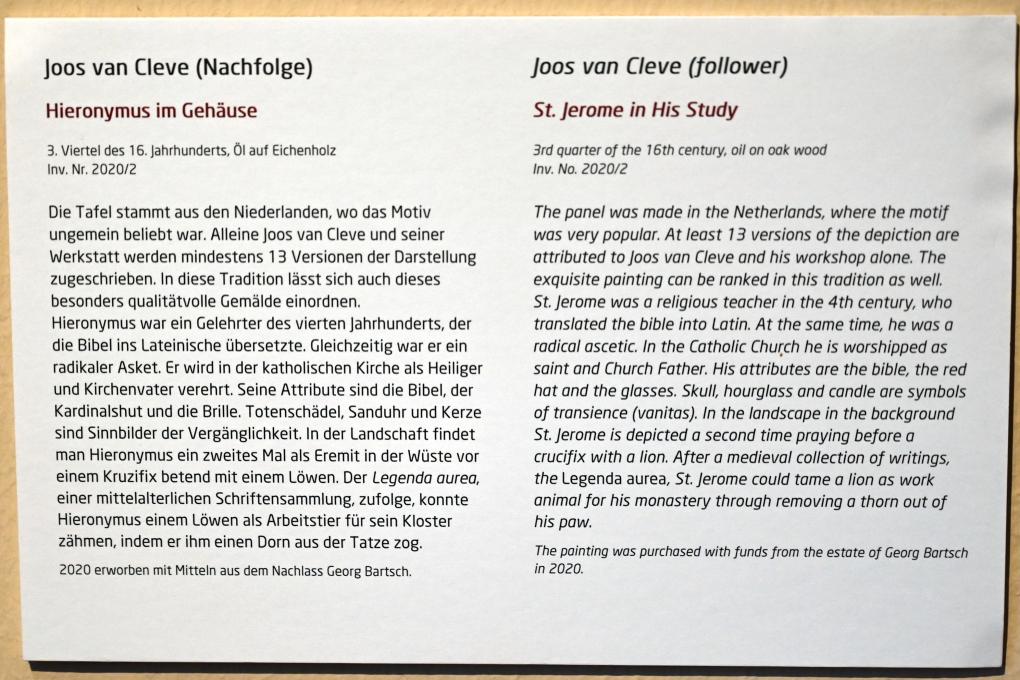 Joos van Cleve (Nachfolger) (1540), Hieronymus im Gehäuse, Lübeck, St. Annen-Museum, Obergeschoß, Saal 2, 3. Viertel 16. Jhd., Bild 2/2