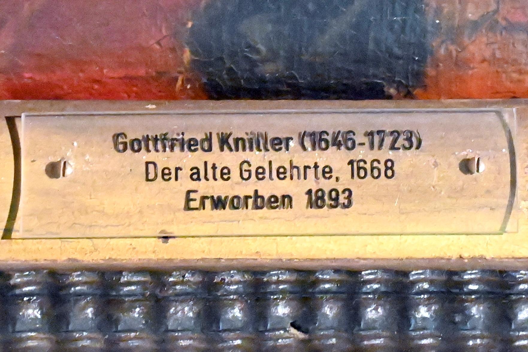 Godfrey Kneller (Gottfried Kniller) (1668–1675), Der alte Gelehrte, Lübeck, St. Annen-Museum, Obergeschoß, Saal 24, 1668, Bild 2/2