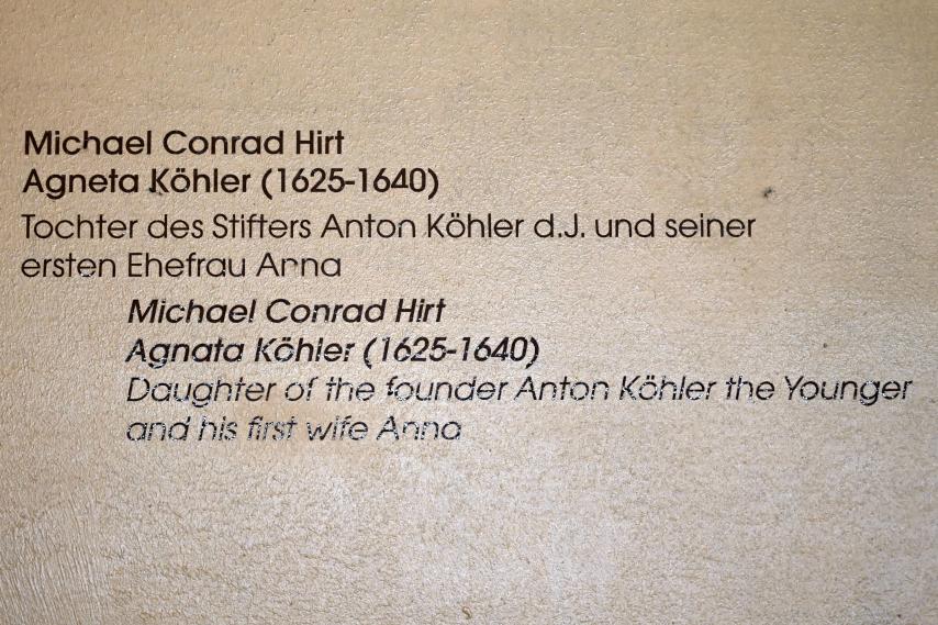 Michael Conrad Hirt (Undatiert), Agneta Köhler (1625-1640), Lübeck, St. Annen-Museum, Obergeschoß, Saal 1, Undatiert, Bild 2/2