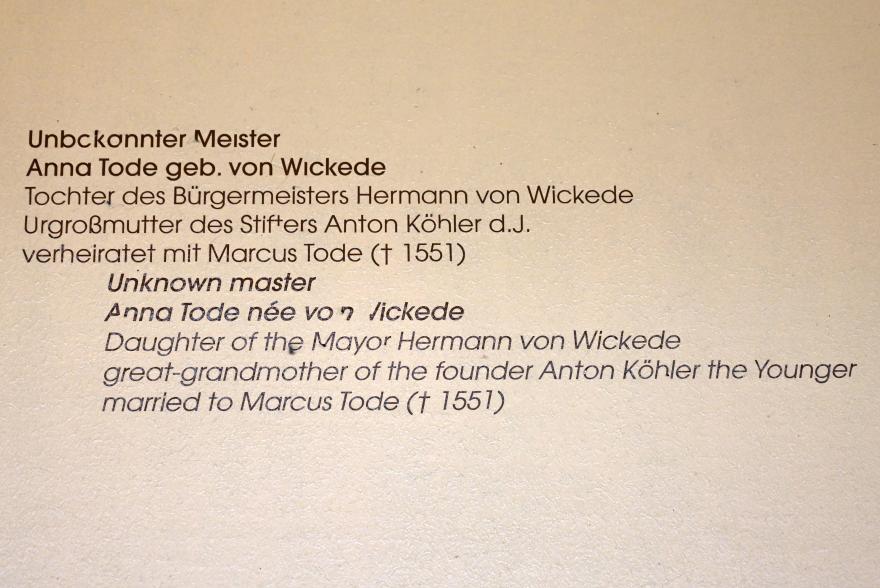 Anna Tode geb. von Wickede, Lübeck, St. Annen-Museum, Obergeschoß, Saal 1, Undatiert, Bild 2/2