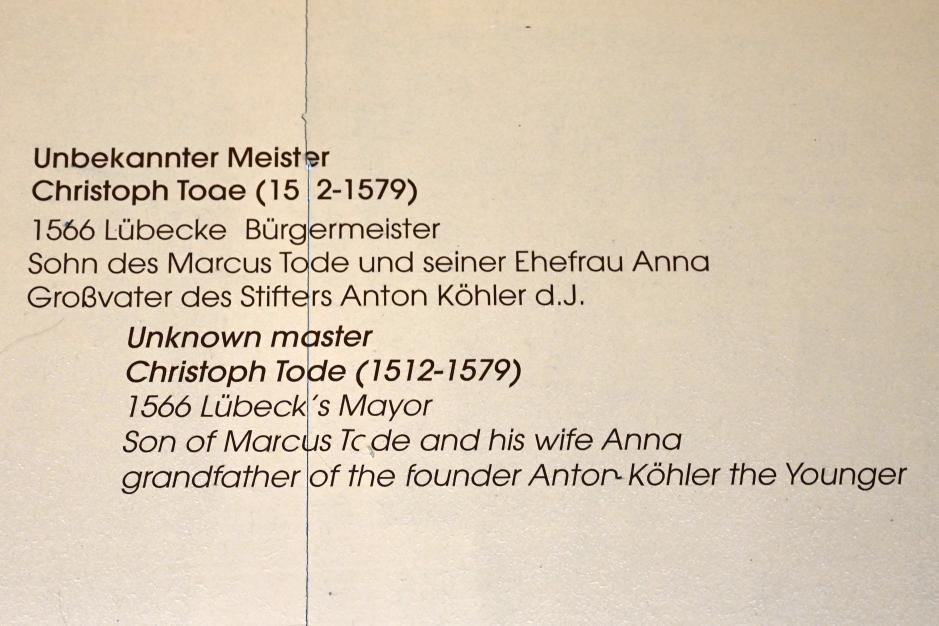 Christoph Tode (1512-1579), Lübeck, St. Annen-Museum, Obergeschoß, Saal 1, Undatiert, Bild 2/2