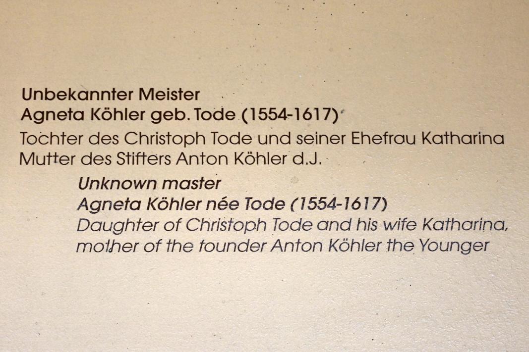 Agneta Köhler geb. Tode (1554-1617), Lübeck, St. Annen-Museum, Obergeschoß, Saal 1, Undatiert, Bild 2/2