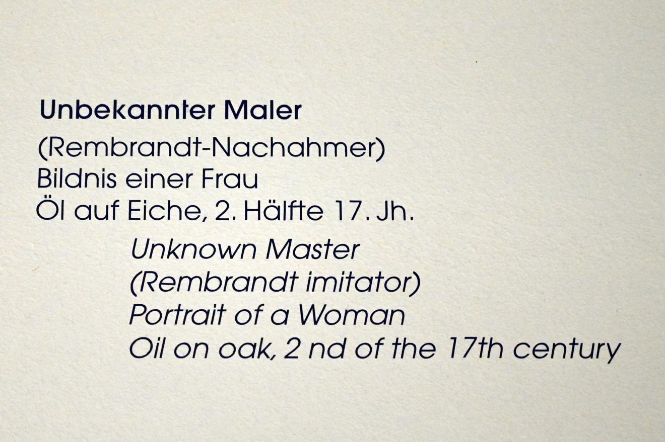 Rembrandt (Nachfolger) (1629–1669), Bildnis einer Frau, Lübeck, St. Annen-Museum, Obergeschoß, Saal 13, 2. Hälfte 17. Jhd., Bild 2/2
