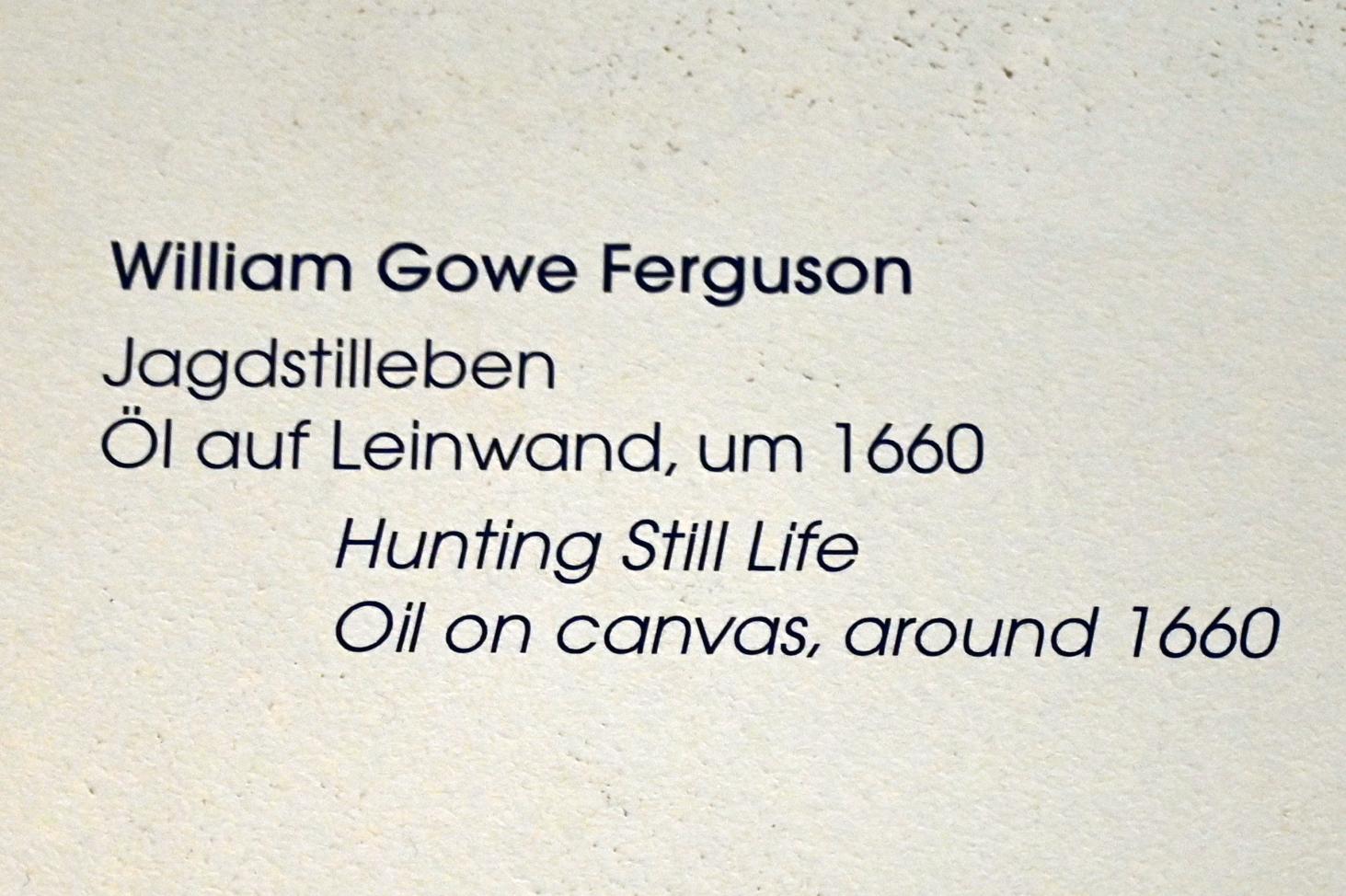 William Gouw Ferguson (1660–1695), Jagdstillleben, Lübeck, St. Annen-Museum, Obergeschoß, Saal 13, um 1660, Bild 2/2