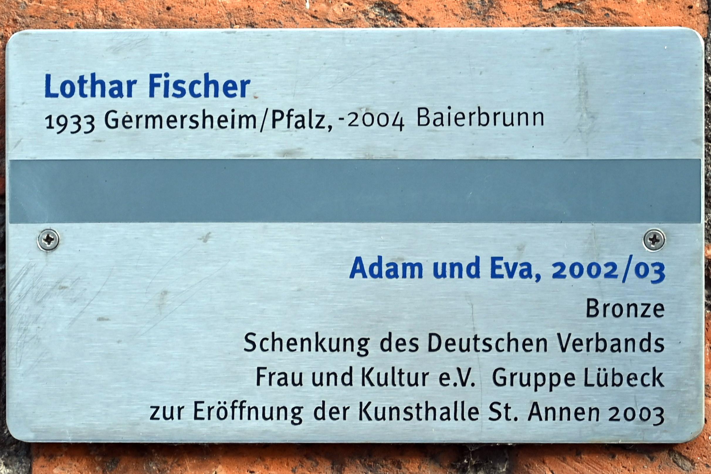 Lothar Fischer (1959–2004), Adam und Eva, Lübeck, St. Annen-Museum, Eingangshalle, 2002–2003, Bild 5/5