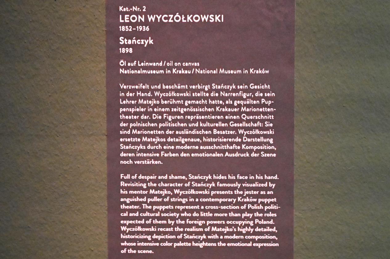 Leon Wyczółkowski (1891–1910), Stańczyk, München, Kunsthalle, Ausstellung "Polnischer Symbolismus um 1900" vom 25.03.-07.08.2022, Saal 1 - Ernste Narren, 1898, Bild 2/2