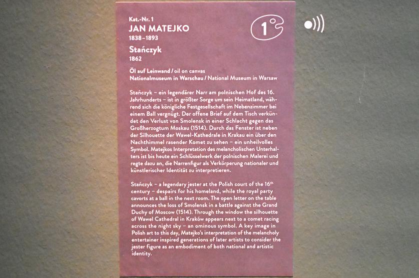 Jan Matejko (1857–1893), Stańczyk, München, Kunsthalle, Ausstellung "Polnischer Symbolismus um 1900" vom 25.03.-07.08.2022, Saal 1 - Ernste Narren, 1862, Bild 2/2