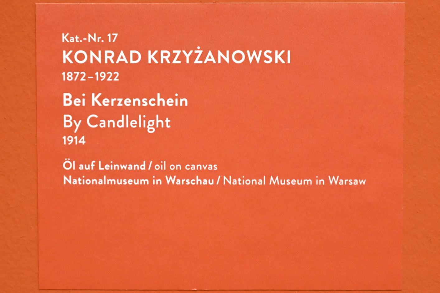 Konrad Krzyżanowski (1900–1914), Bei Kerzenschein, München, Kunsthalle, Ausstellung "Polnischer Symbolismus um 1900" vom 25.03.-07.08.2022, Saal 3 - Im Dialog mit der Europäischen Kunst, 1914, Bild 2/2