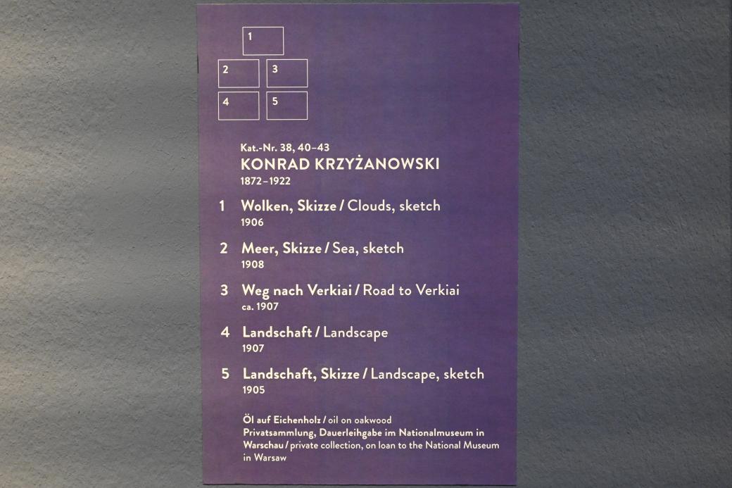 Konrad Krzyżanowski (1900–1914), Landschaft, Skizze, München, Kunsthalle, Ausstellung "Polnischer Symbolismus um 1900" vom 25.03.-07.08.2022, Saal 4 - Polnische Landschaften, 1905, Bild 2/2