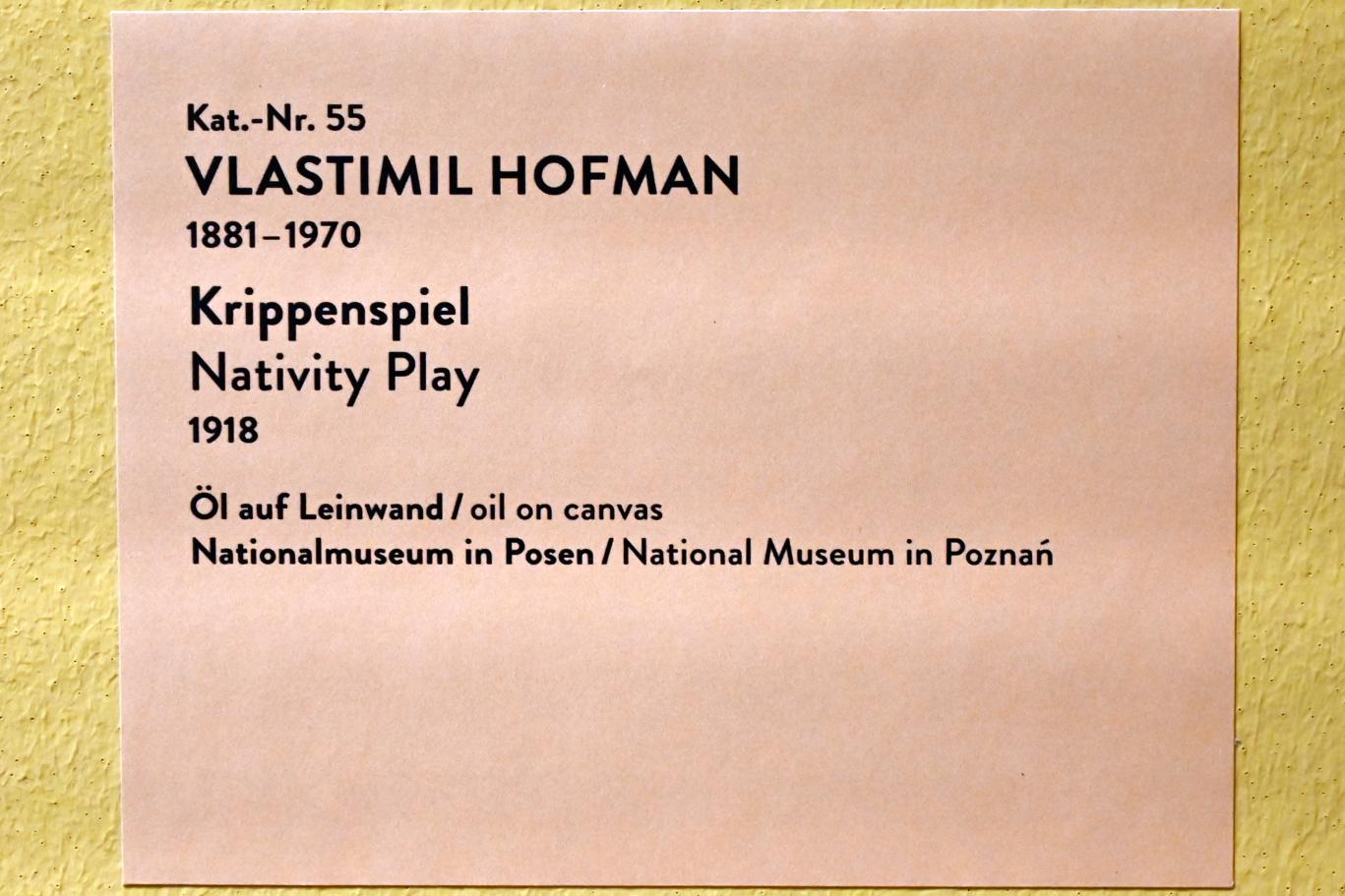Wlastimil Hofman (1906–1918), Krippenspiel, München, Kunsthalle, Ausstellung "Polnischer Symbolismus um 1900" vom 25.03.-07.08.2022, Saal 5 - Frühlingserwachen, 1918, Bild 2/2