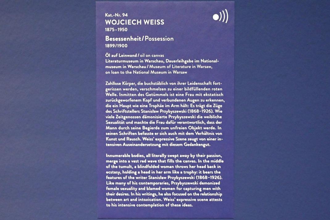 Wojciech Weiss (1898–1923), Besessenheit, München, Kunsthalle, Ausstellung "Polnischer Symbolismus um 1900" vom 25.03.-07.08.2022, Saal 9 - Die nackte Seele, 1899–1900, Bild 2/2
