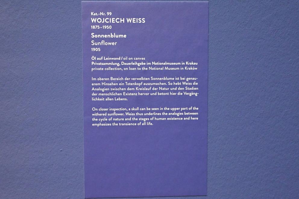 Wojciech Weiss (1898–1923), Sonnenblume, München, Kunsthalle, Ausstellung "Polnischer Symbolismus um 1900" vom 25.03.-07.08.2022, Saal 9 - Die nackte Seele, 1905, Bild 2/2