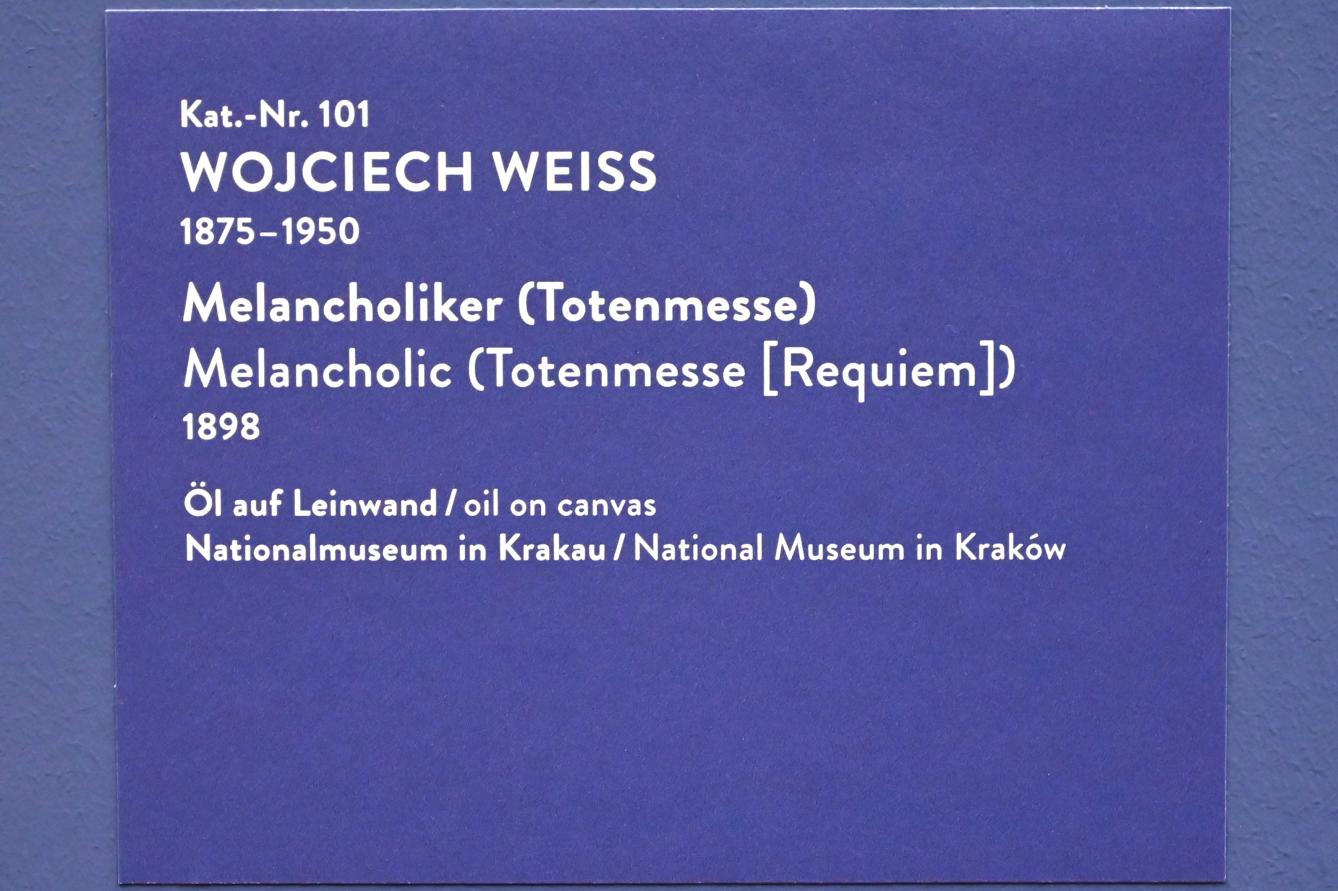 Wojciech Weiss (1898–1923), Melancholiker (Totenmesse), München, Kunsthalle, Ausstellung "Polnischer Symbolismus um 1900" vom 25.03.-07.08.2022, Saal 9 - Die nackte Seele, 1898, Bild 2/2