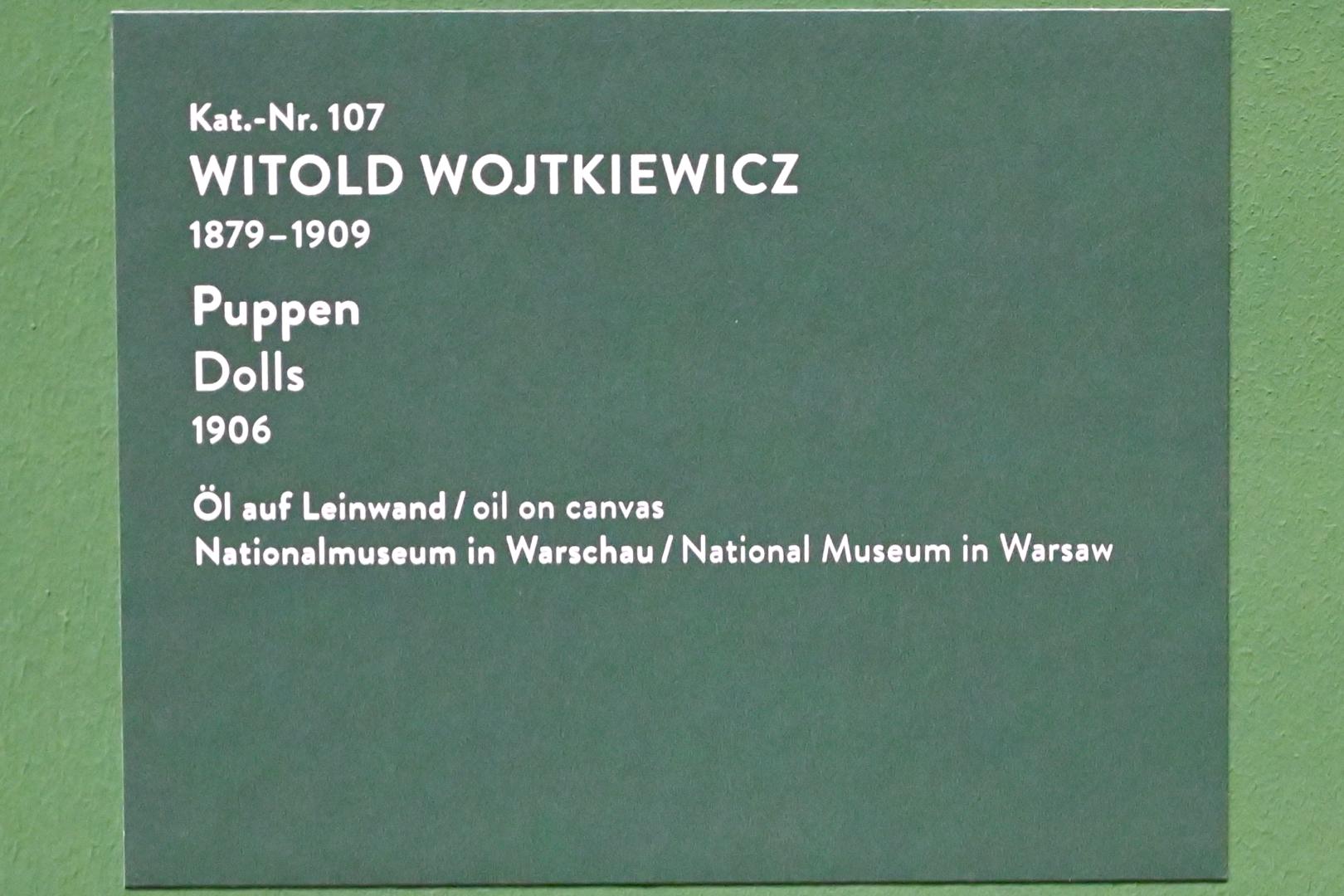 Witold Wojtkiewicz (1904–1909), Puppen, München, Kunsthalle, Ausstellung "Polnischer Symbolismus um 1900" vom 25.03.-07.08.2022, Saal 10 - Fantastische Welten, 1906, Bild 2/2