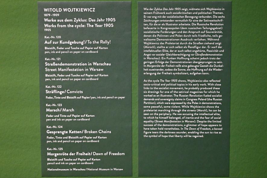 Witold Wojtkiewicz (1904–1909), Auf zur Kundgebung, München, Kunsthalle, Ausstellung "Polnischer Symbolismus um 1900" vom 25.03.-07.08.2022, Saal 10 - Fantastische Welten, 1905, Bild 2/2
