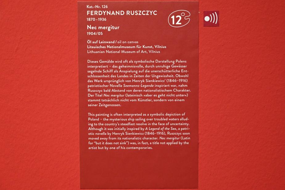 Ferdynand Ruszczyc (1900–1904), Nec mergitur, München, Kunsthalle, Ausstellung "Polnischer Symbolismus um 1900" vom 25.03.-07.08.2022, Saal 11 - Polonia, 1904–1905, Bild 2/2