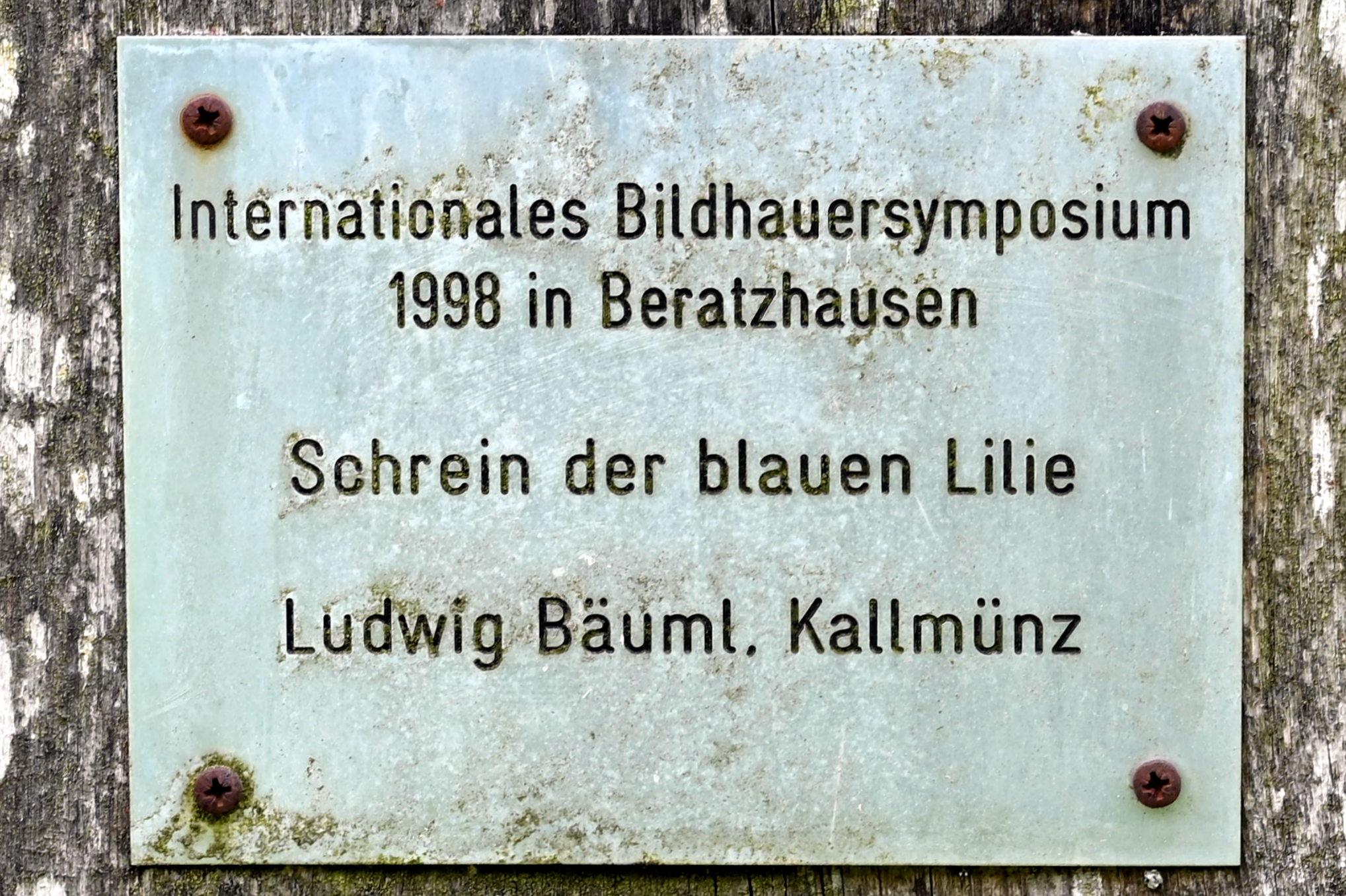 Ludwig "Wigg" Bäuml (1998), Schrein der blauen Lilie, Beratzhausen, Europa-Skulpturenpark, Südliche Laberwiesen, 1998, Bild 5/6