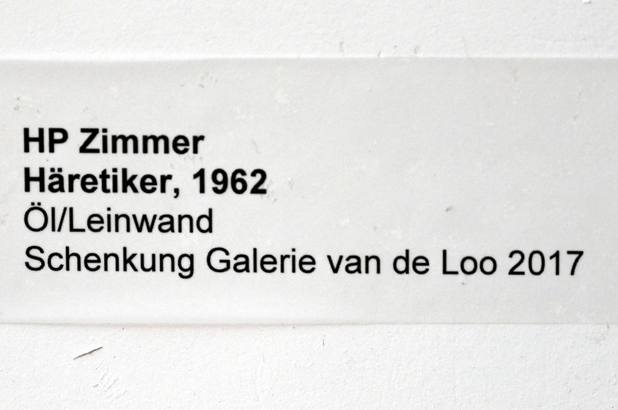 HP Zimmer (Hans Peter Zimmer) (1959–1967), Häretiker, Neumarkt in der Oberpfalz, Museum Lothar Fischer, Obergeschoß Raum 2, 1962, Bild 2/2