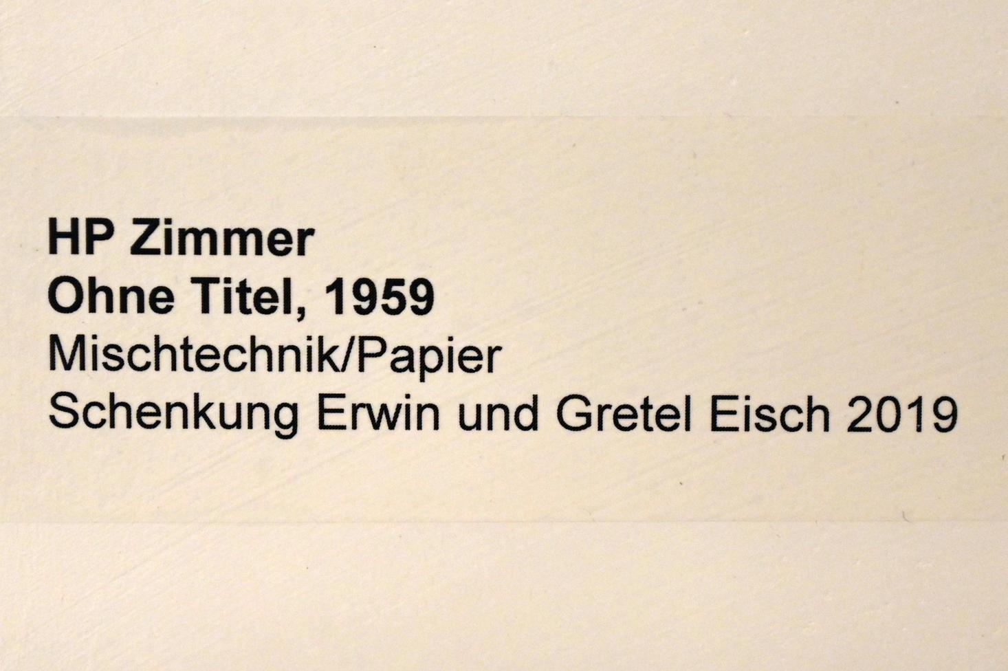 HP Zimmer (Hans Peter Zimmer) (1959–1967), Ohne Titel, Neumarkt in der Oberpfalz, Museum Lothar Fischer, Obergeschoß Raum 3, 1959, Bild 2/2