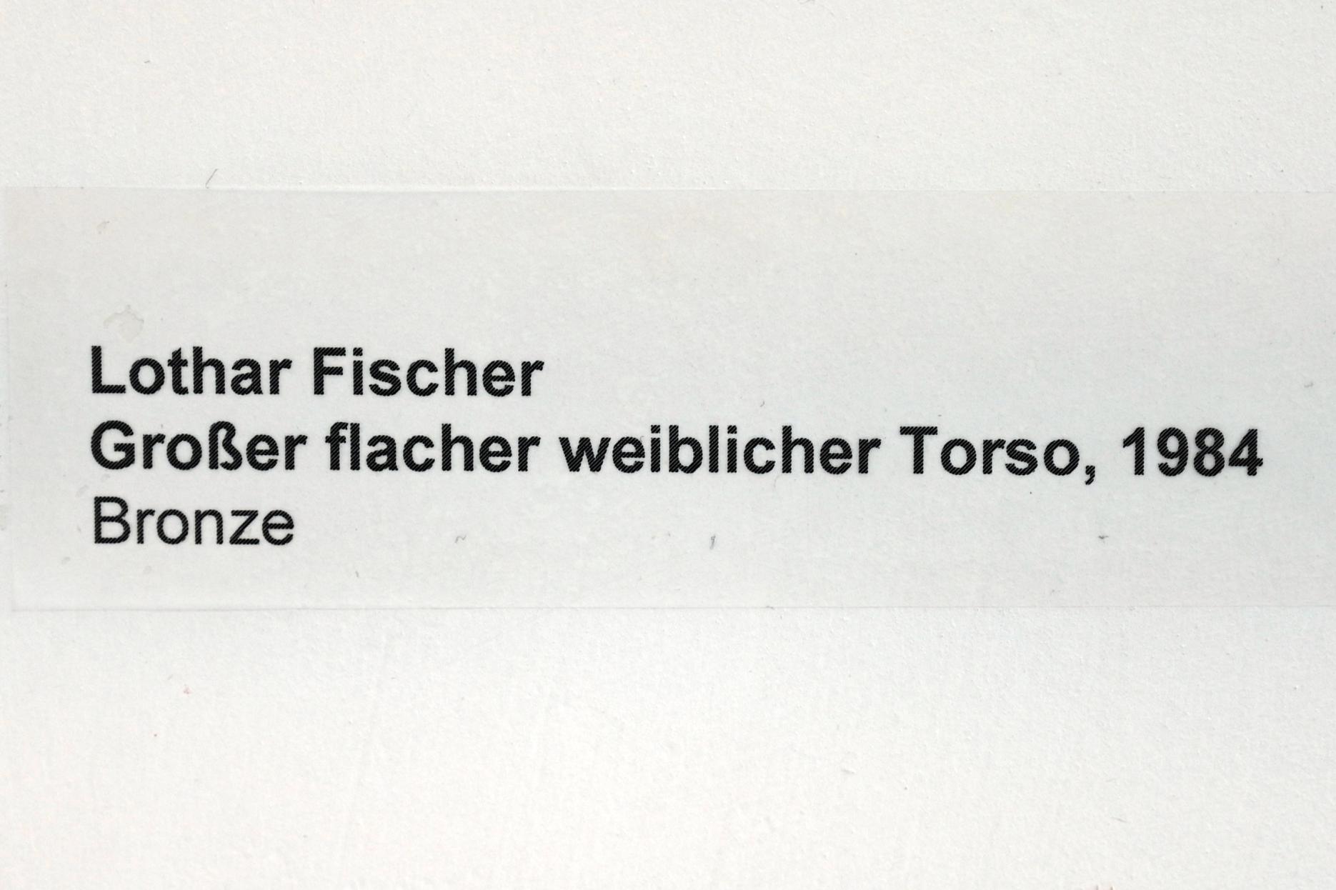 Lothar Fischer (1959–2004), Großer flacher weiblicher Torso, Neumarkt in der Oberpfalz, Museum Lothar Fischer, Obergeschoß Raum 5, 1984, Bild 5/5