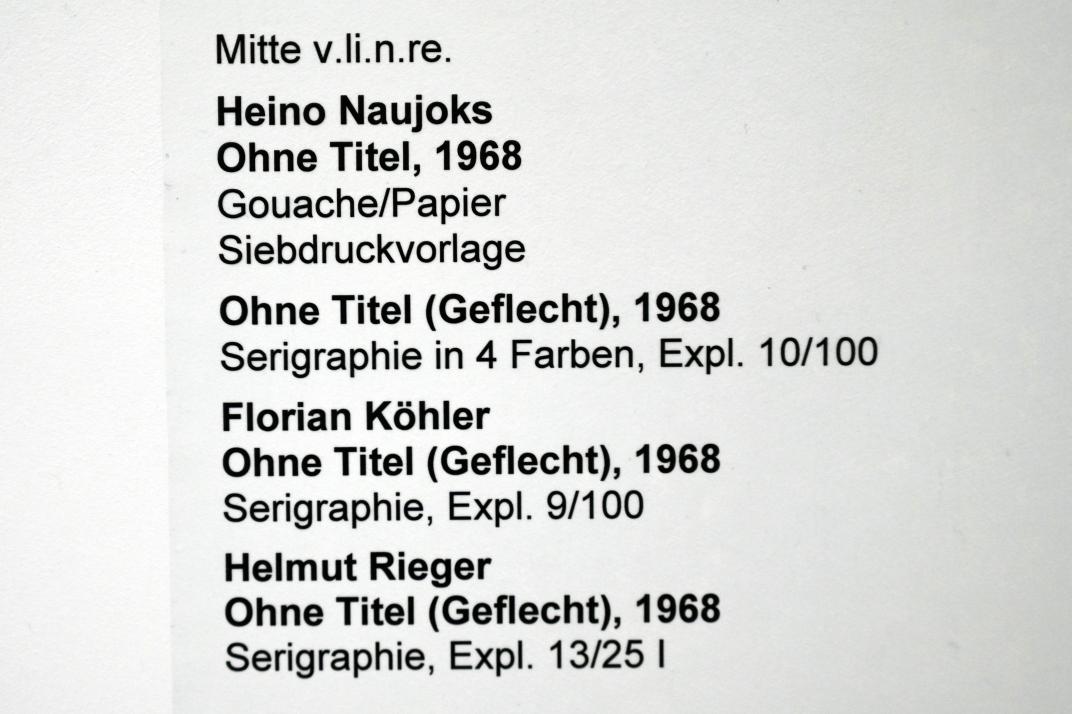 Heino Naujoks (1967–1968), Ohne Titel, Neumarkt in der Oberpfalz, Museum Lothar Fischer, Obergeschoß Raum 7, 1968, Bild 2/2