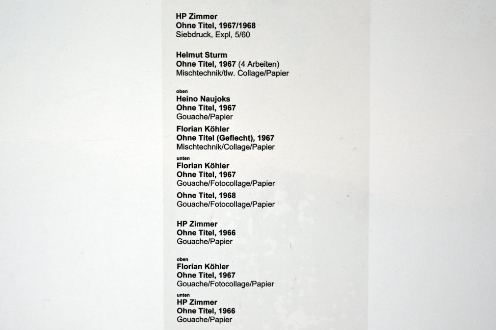 Helmut Sturm (1957–1967), Ohne Titel, Neumarkt in der Oberpfalz, Museum Lothar Fischer, Obergeschoß Raum 7, 1967, Bild 2/2