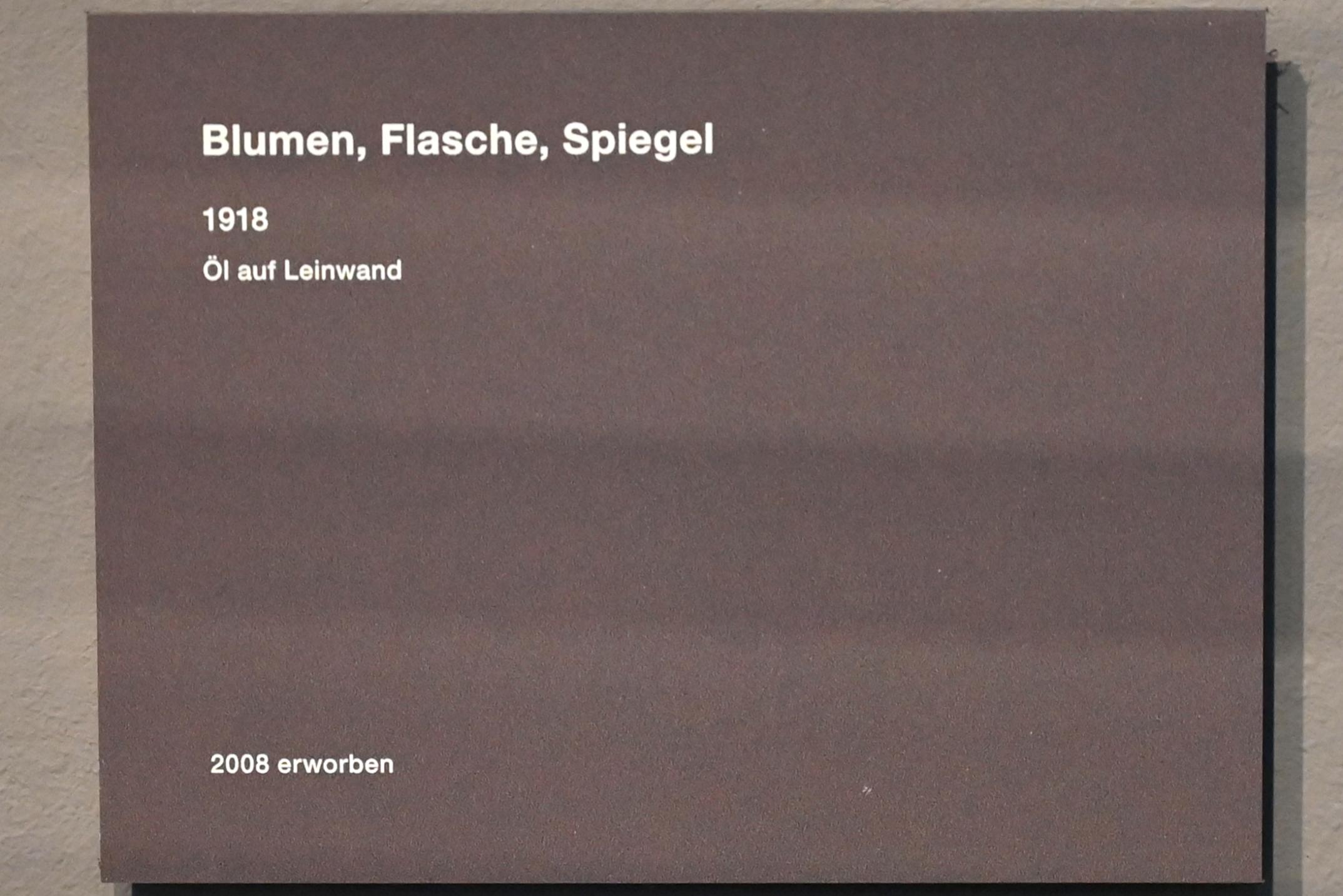 Max Pechstein (1895–1953), Blumen, Flasche, Spiegel, Zwickau, Kunstsammlungen, Max-Pechstein-Museum - Saal 1, 1918, Bild 2/2
