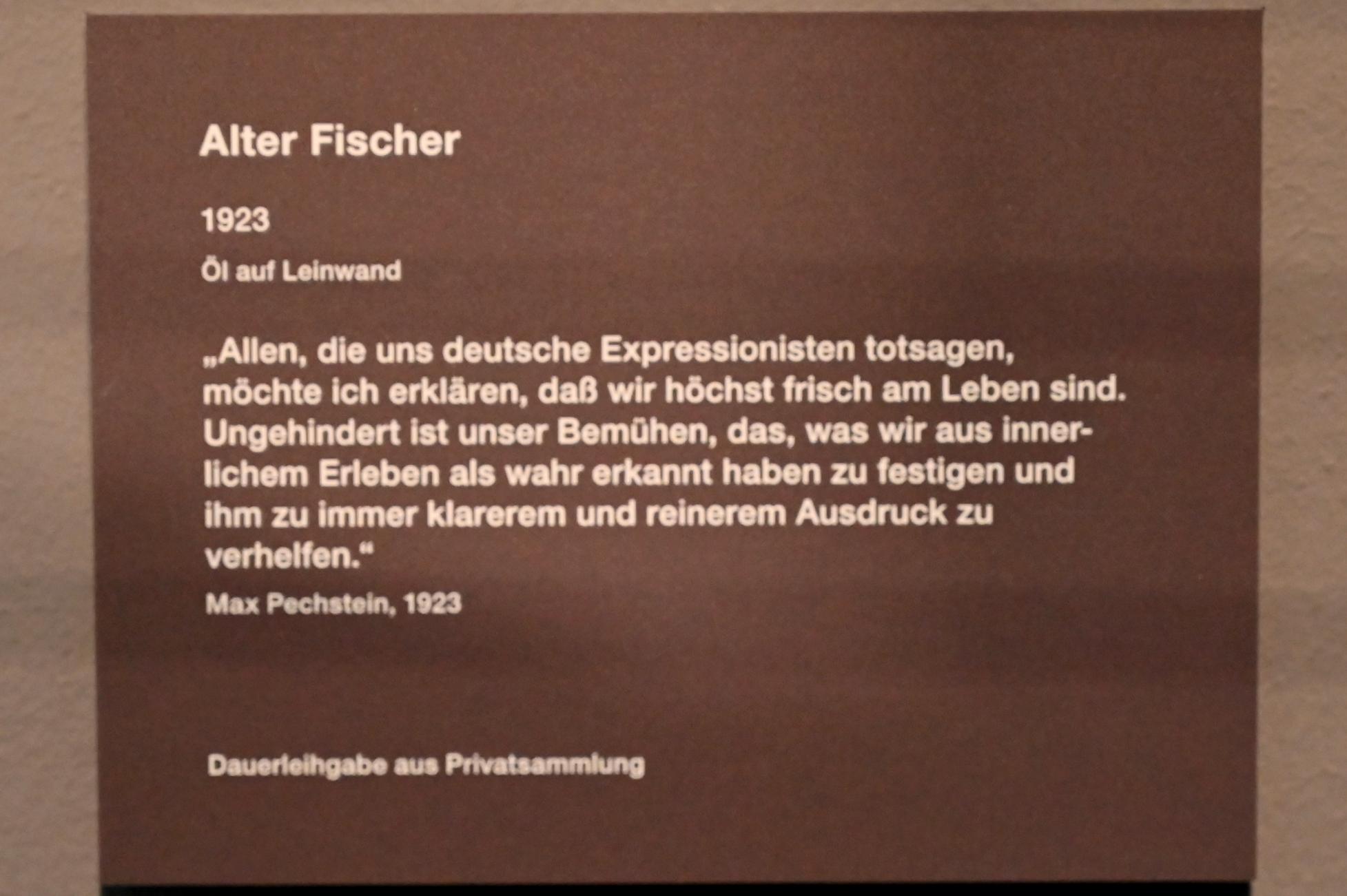 Max Pechstein (1895–1953), Alter Fischer, Zwickau, Kunstsammlungen, Max-Pechstein-Museum - Saal 1, 1923, Bild 2/2