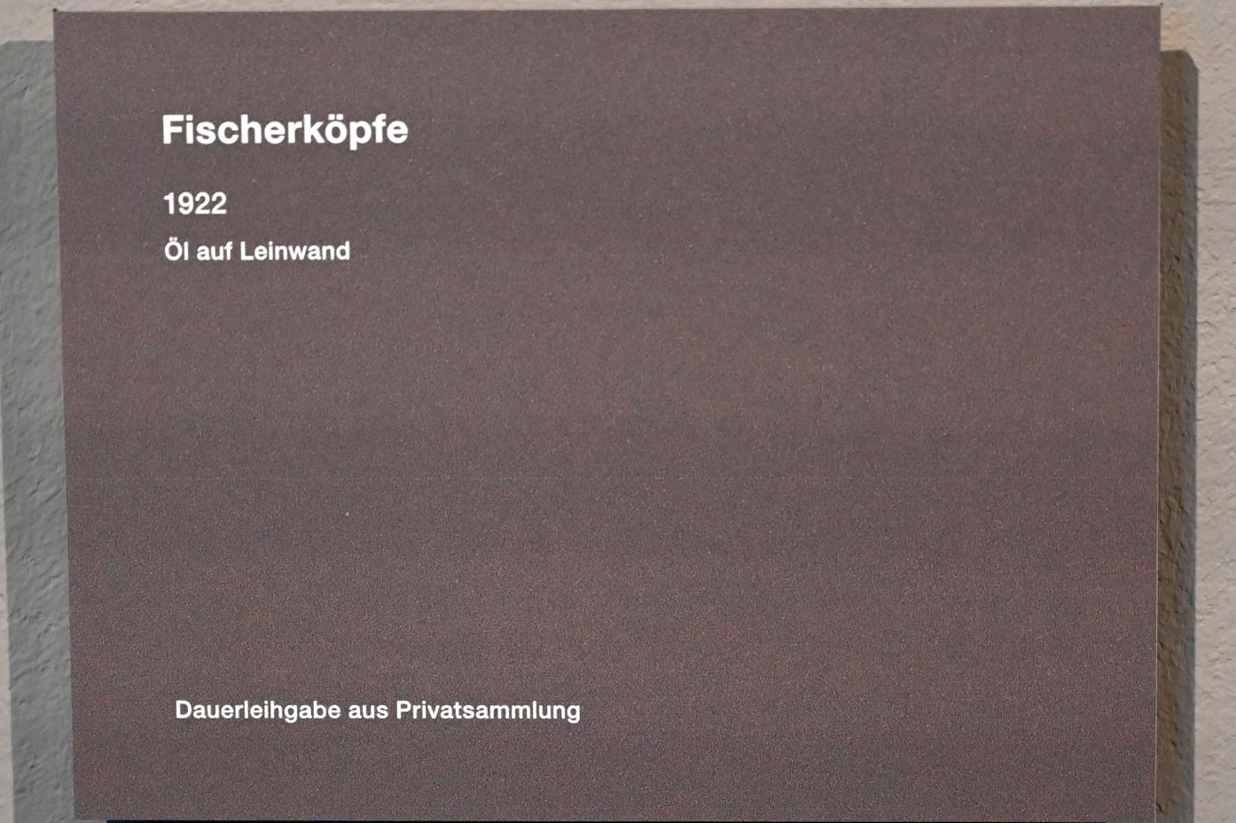 Max Pechstein (1895–1953), Fischerköpfe, Zwickau, Kunstsammlungen, Max-Pechstein-Museum - Saal 1, 1922, Bild 2/2